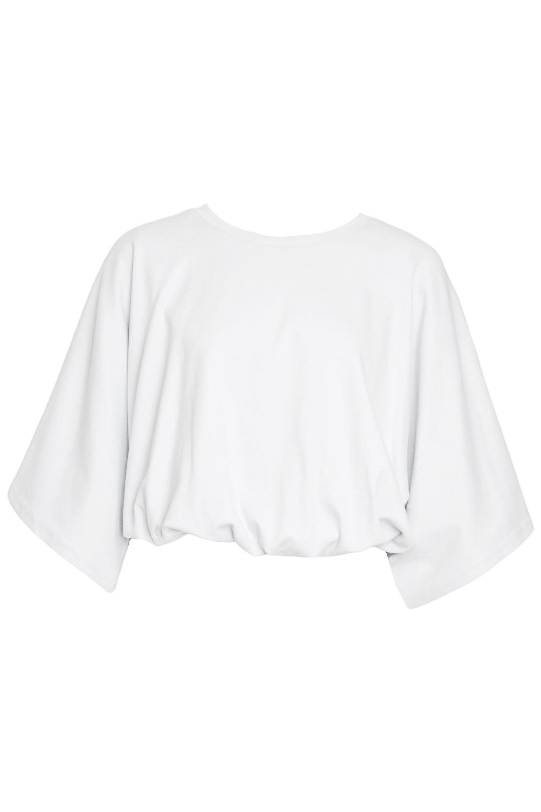 White Bubble Hem Wide Sleeve T-Shirt
