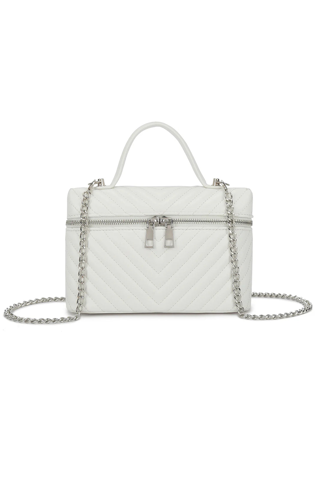 White Chevron Vanity Bag