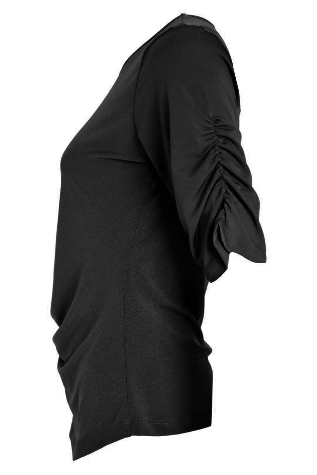Black Gold Button Ruched Side T-Shirt