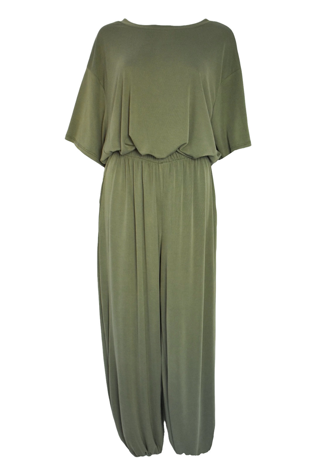 Khaki Bubble Hem Top & Cuffed Trousers Co-ord