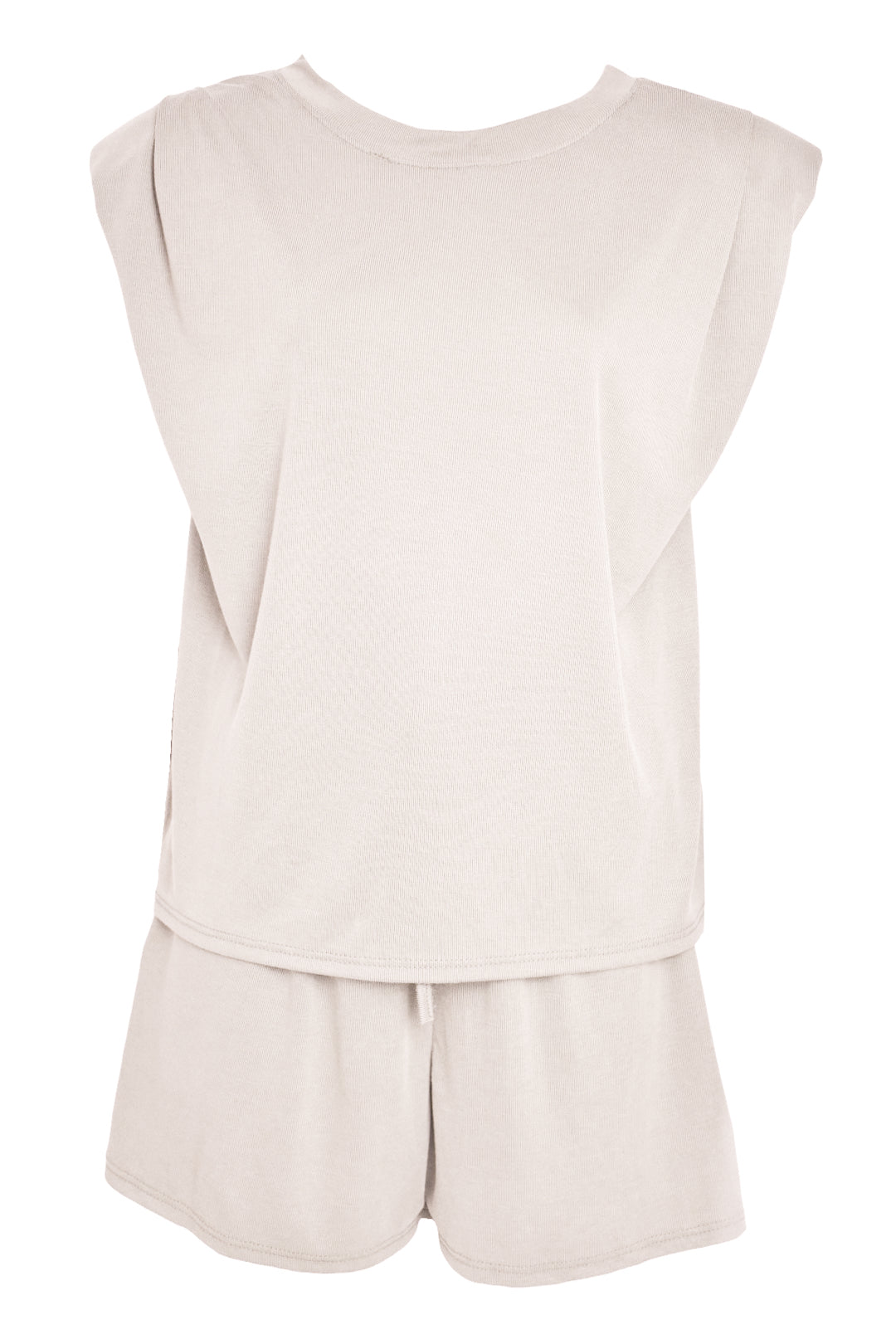 Beige Padded T-Shirt & Shorts Co-ord