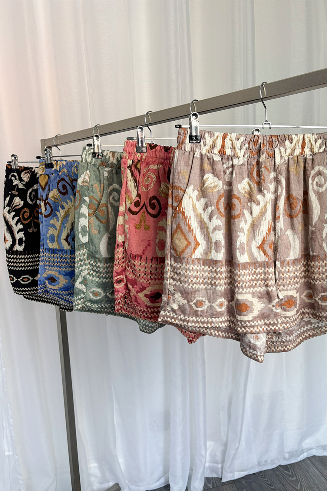 Sage Aztec Print Drawstring Shorts