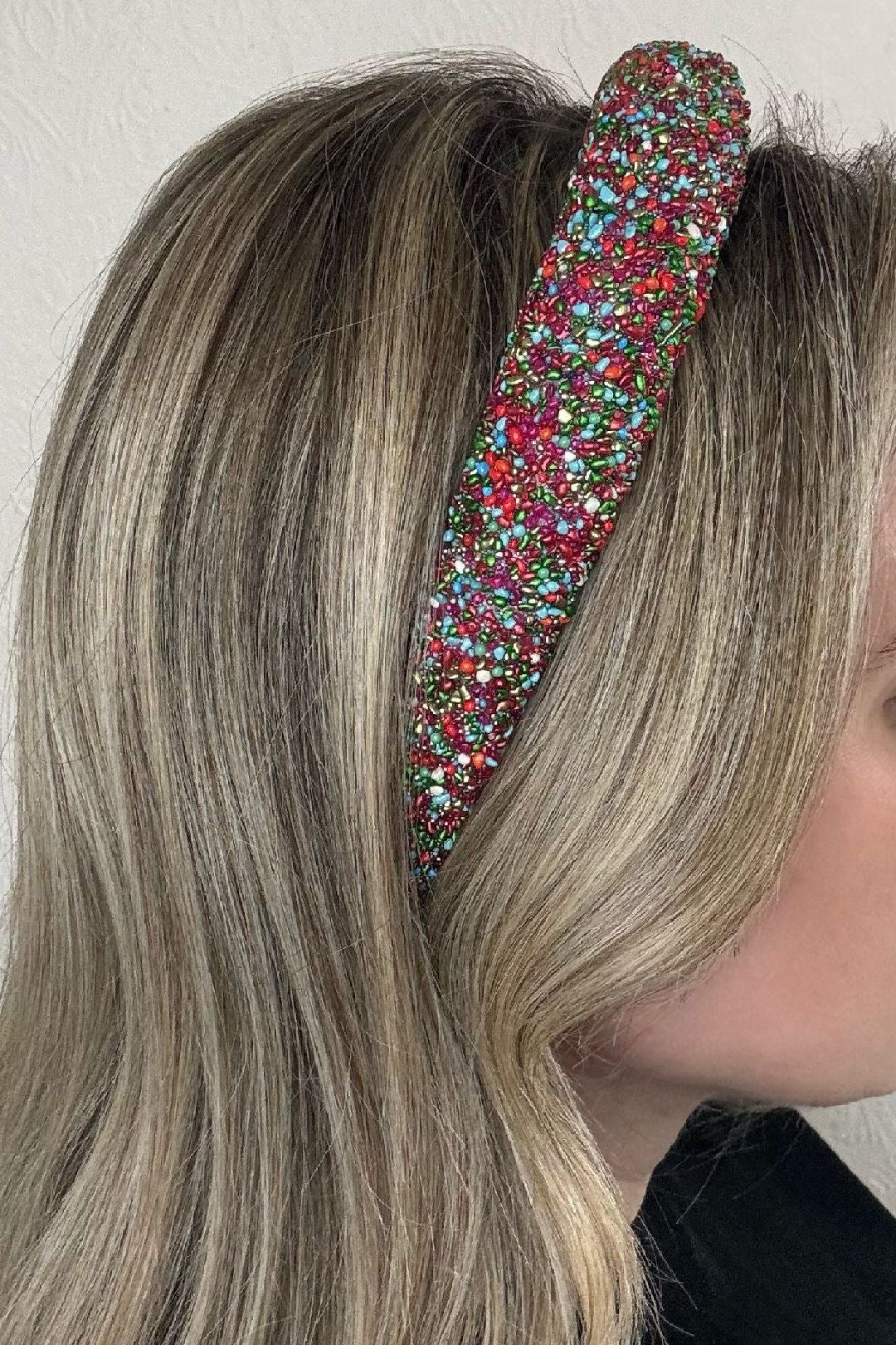 Red, Green & Blue Beaded Hairband 2
