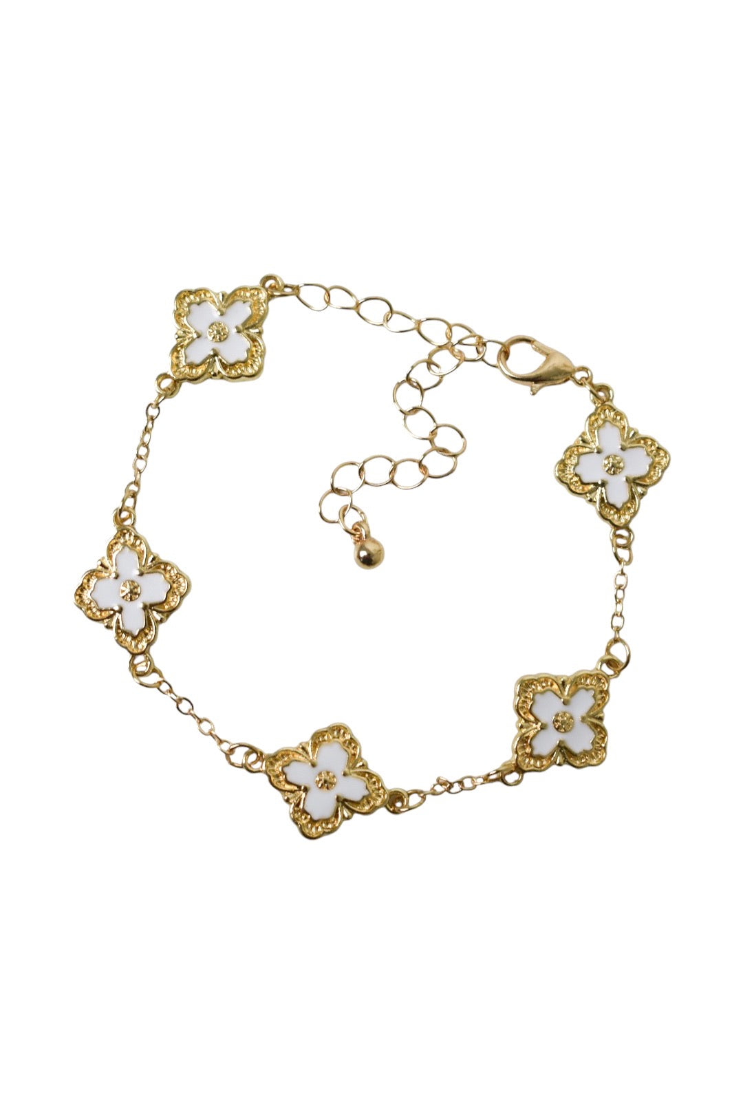 White & Gold Four Leaf Clover