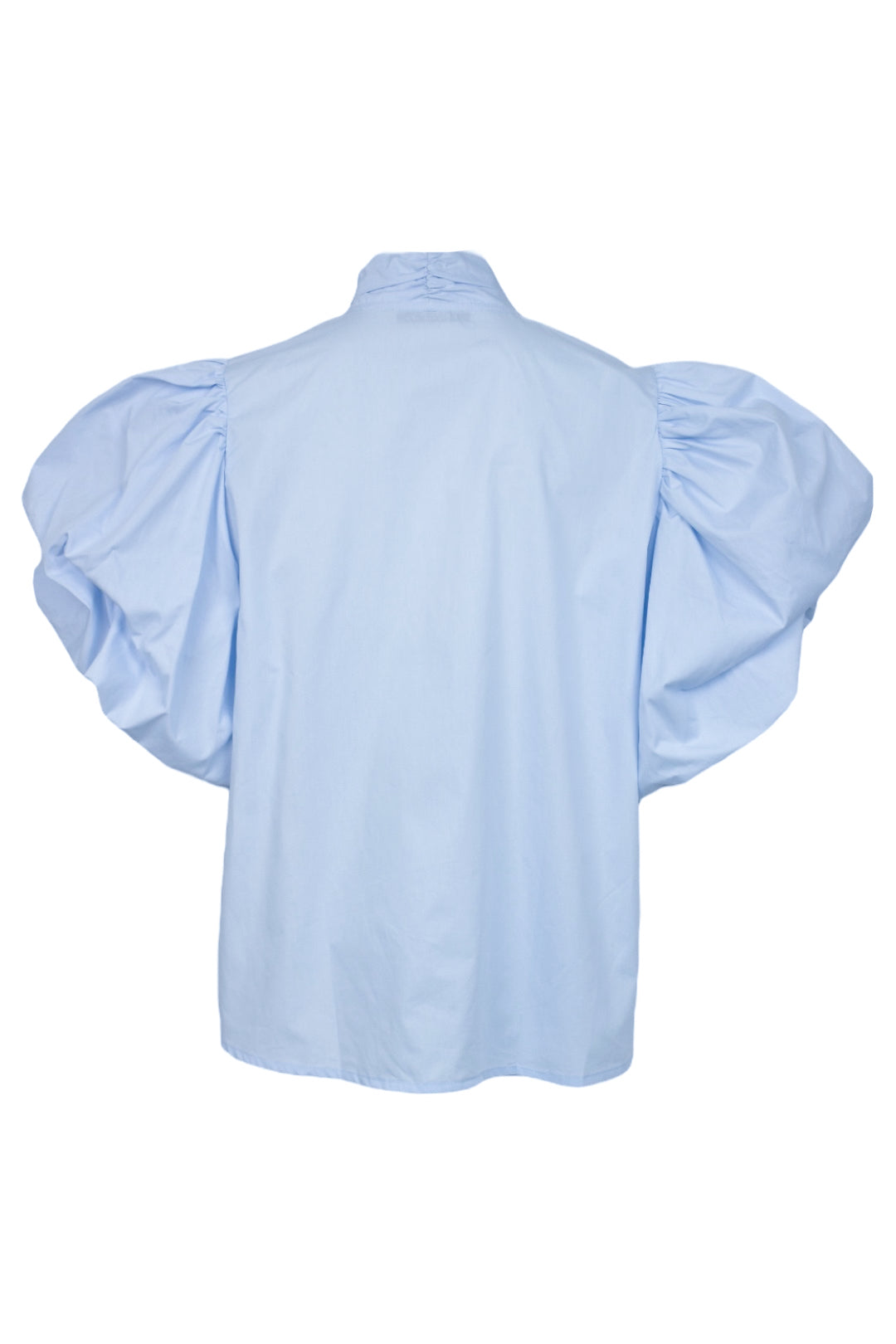 Womens Blue Bow Balloon Sleeve Blouse