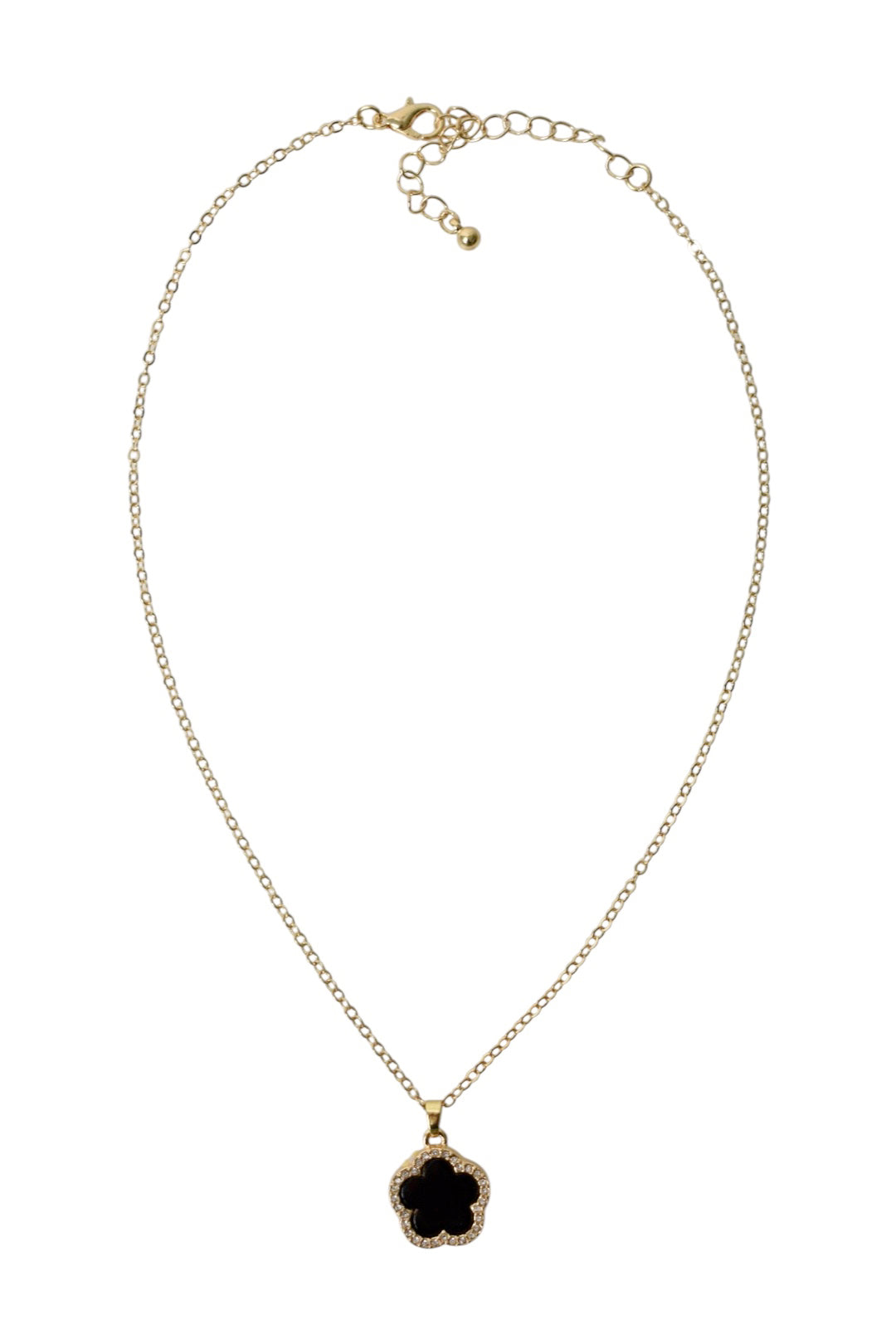 Black Diamante Clover Necklace