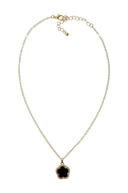 Black Diamante Clover Necklace