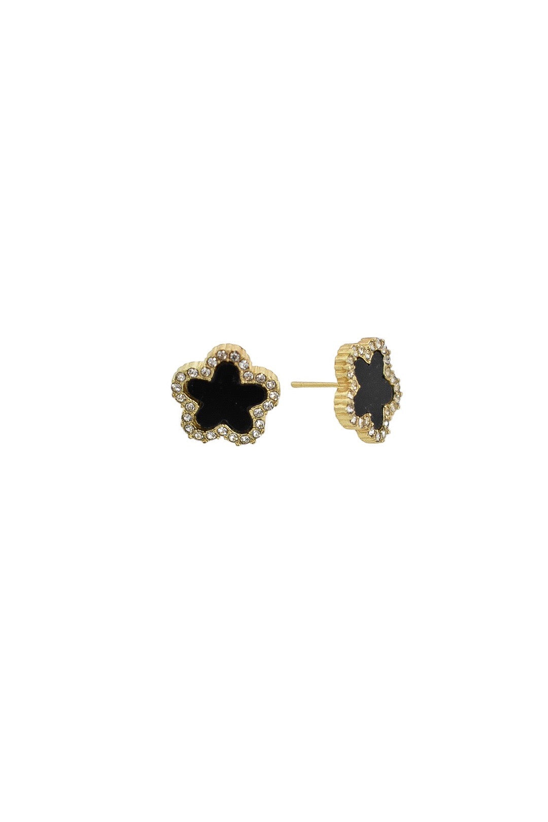 Black Diamante Clover Set Earrings