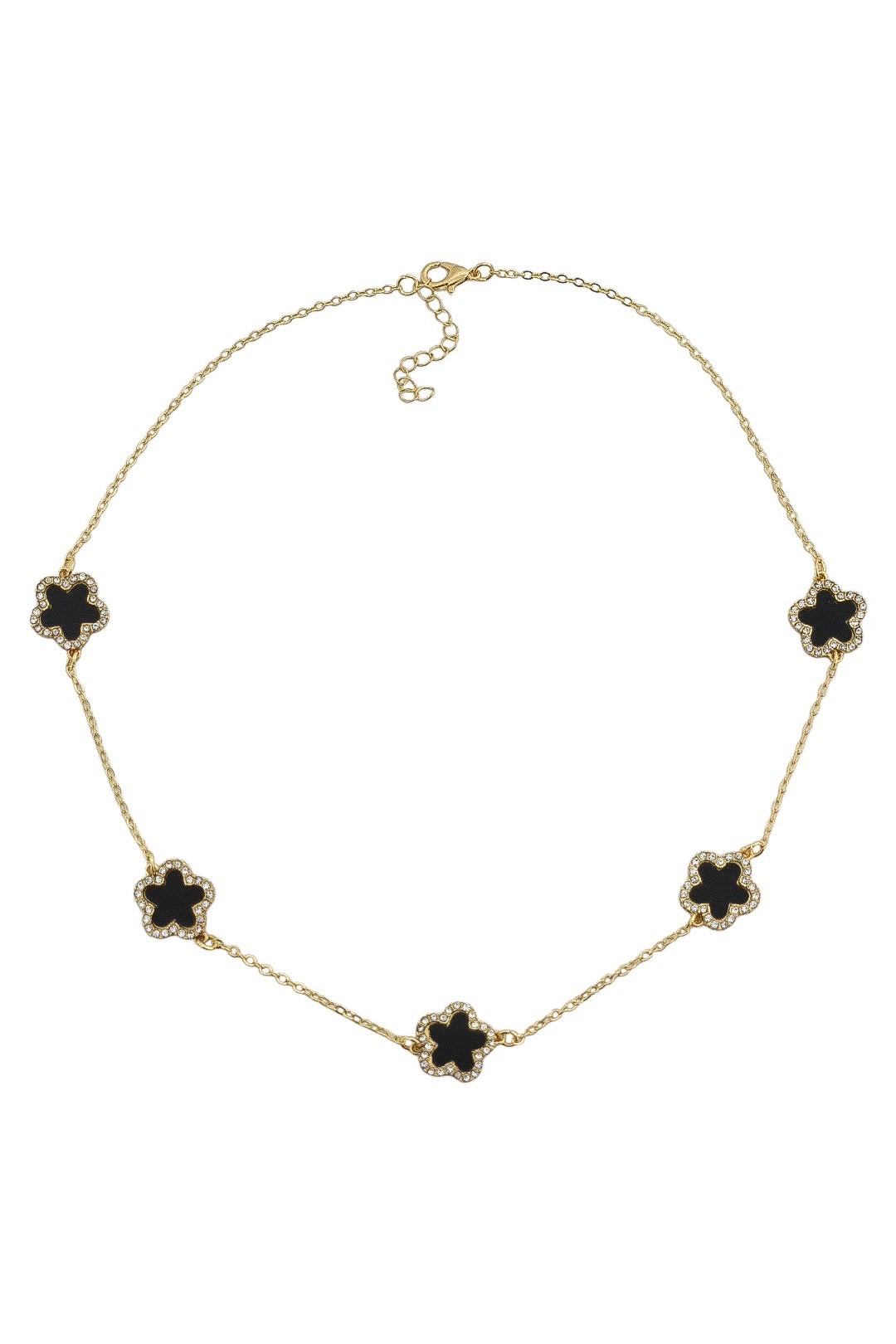 Black Diamante Clover Set Necklace