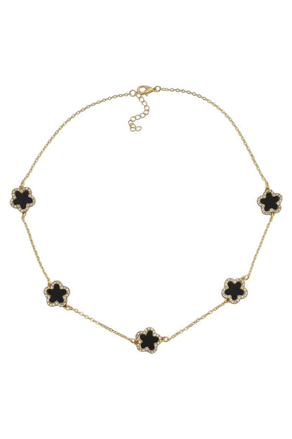 Black Diamante Clover Set Necklace
