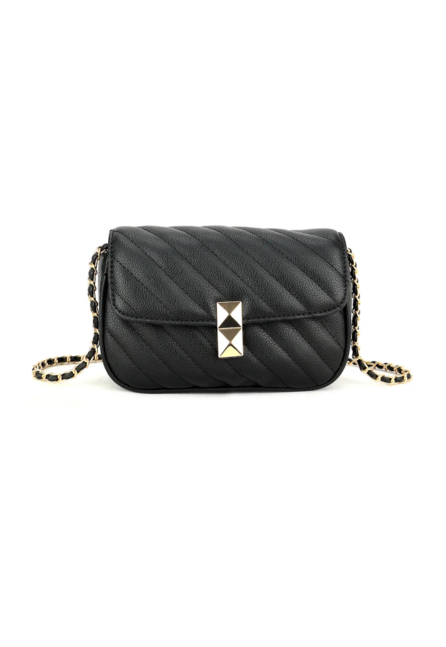 Black Quilted Stripe Cross Body Bag 2