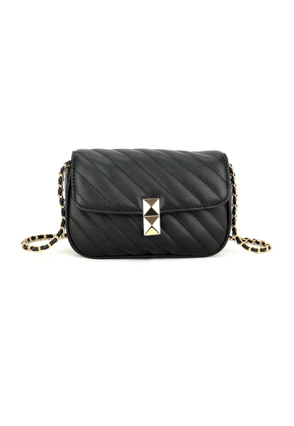 Black Quilted Stripe Cross Body Bag 2