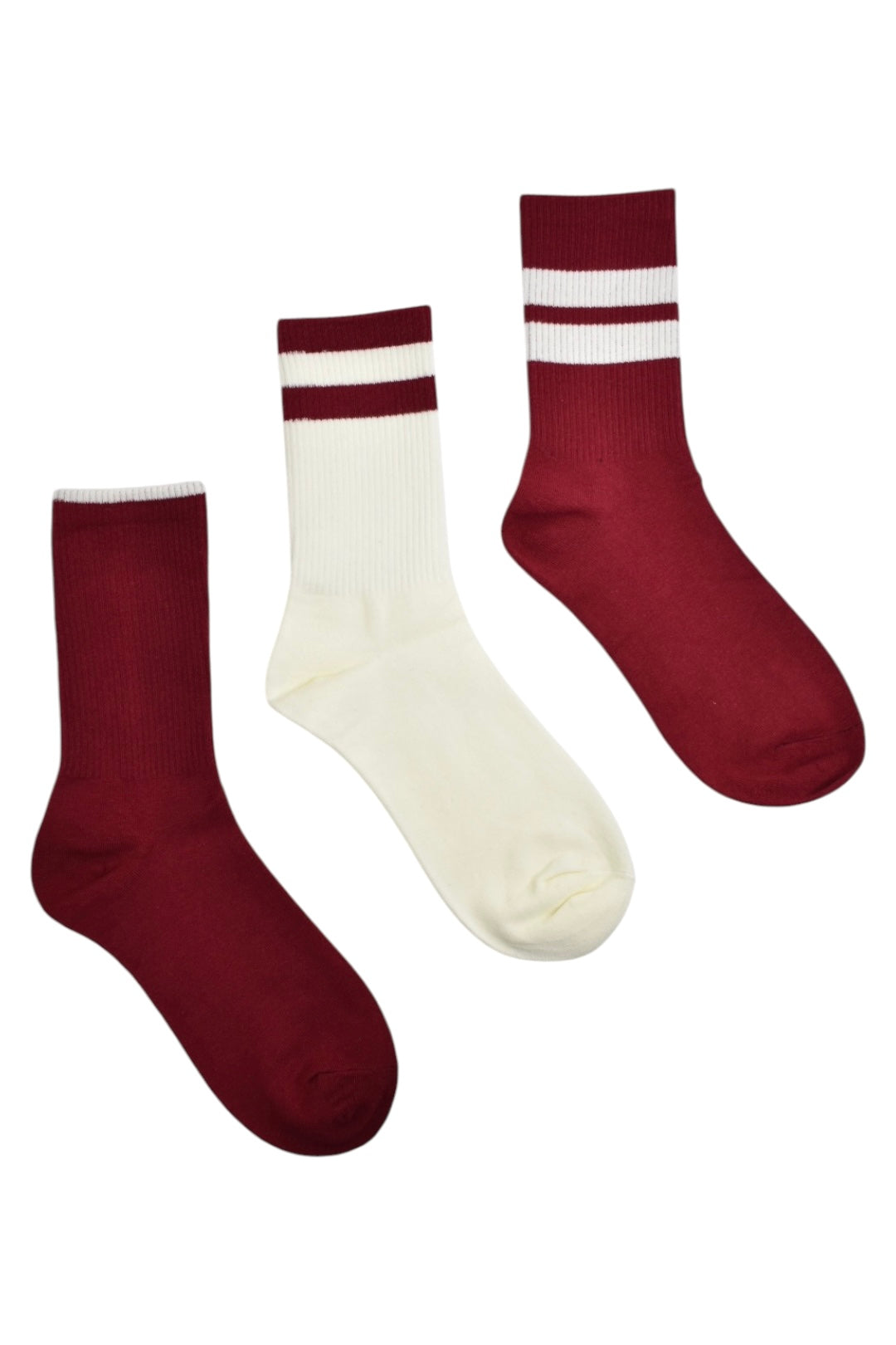 Burgundy & Cream Stripe Socks