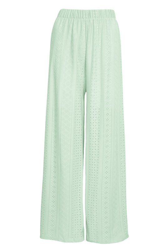 Mint Broderie Anglaise Wide Leg Trousers
