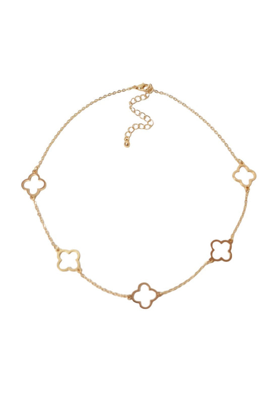 Gold Cut Out Clover Necklace