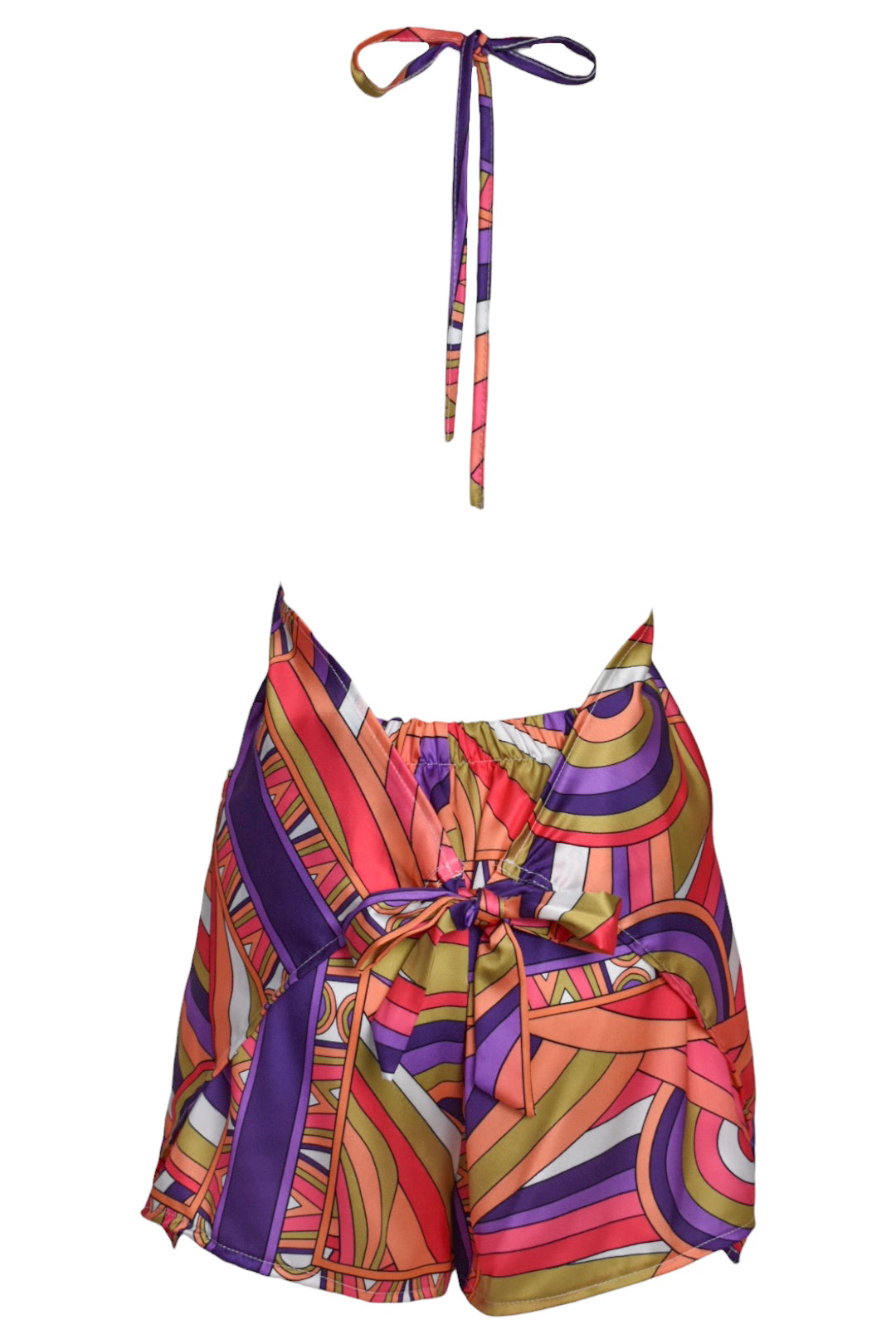 Purple Psychedelic Print Halterneck Shorts Co-ord
