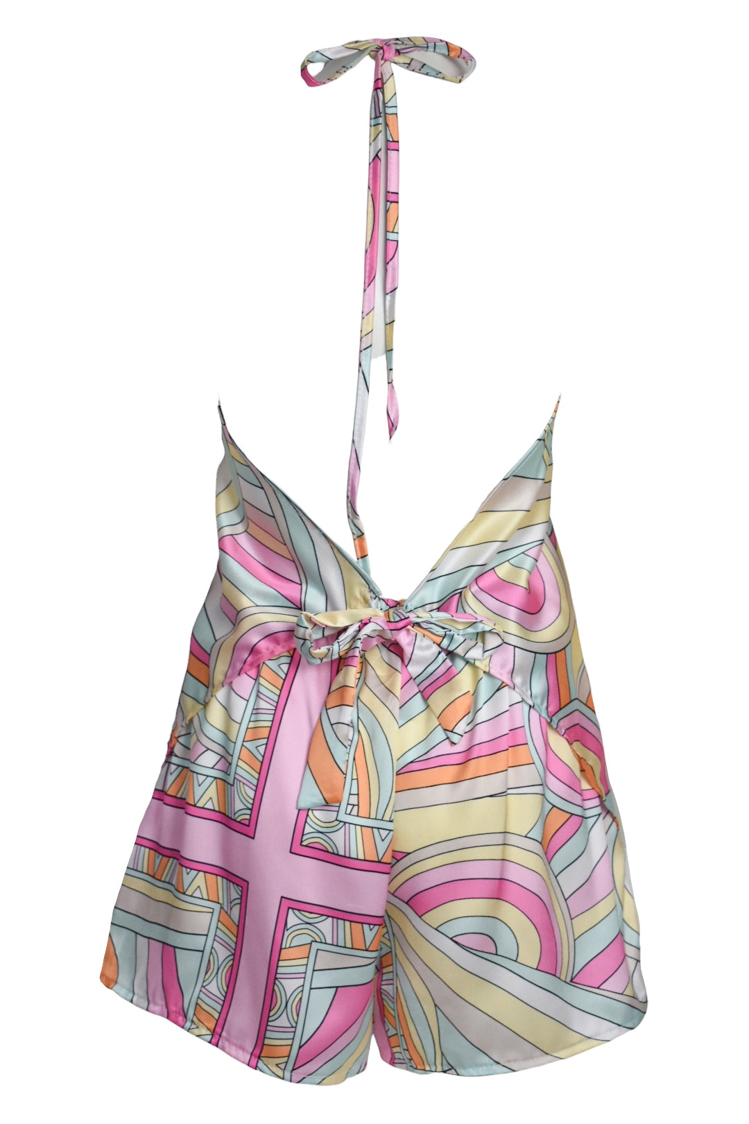 Pink Psychedelic Print Halterneck Shorts Co-ord