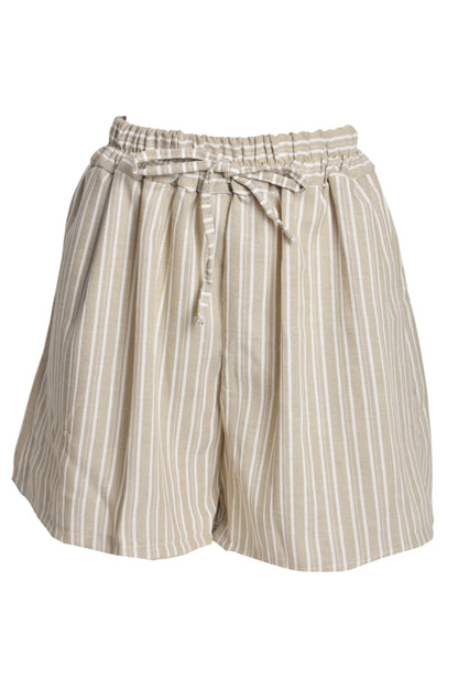 Taupe Striped Wide Leg Shorts