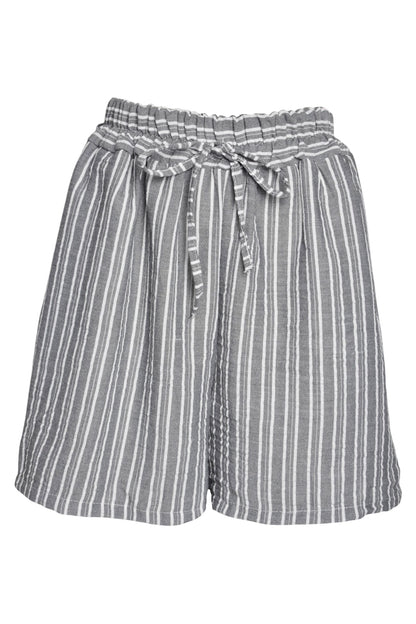 Grey Striped Wide Leg Shorts