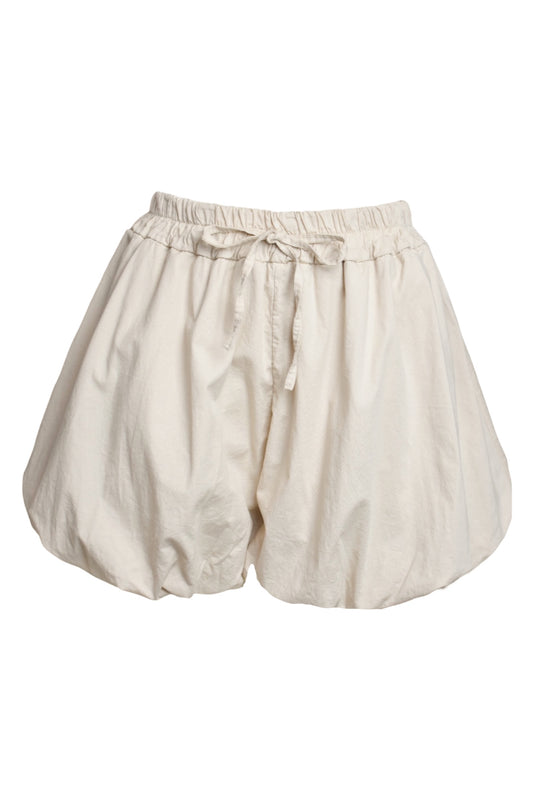 Beige Plain Bubble Hem Shorts