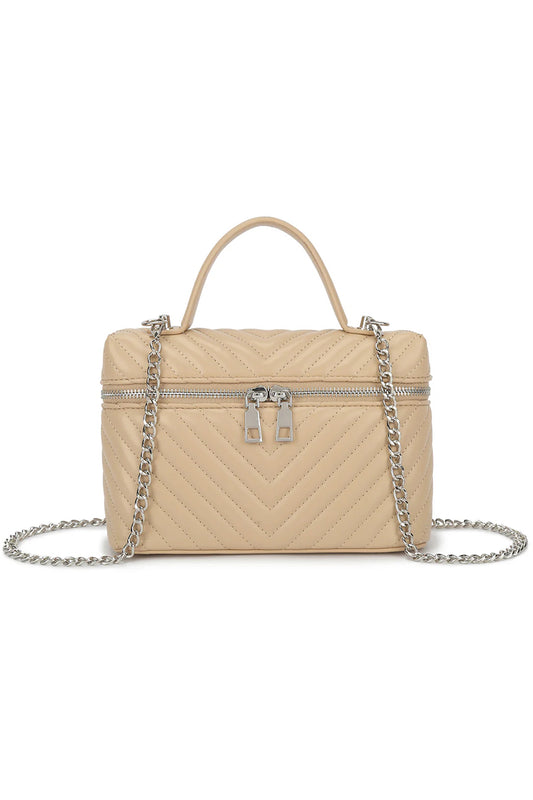 Nude Chevron Vanity Bag