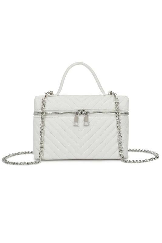 White Chevron Vanity Bag