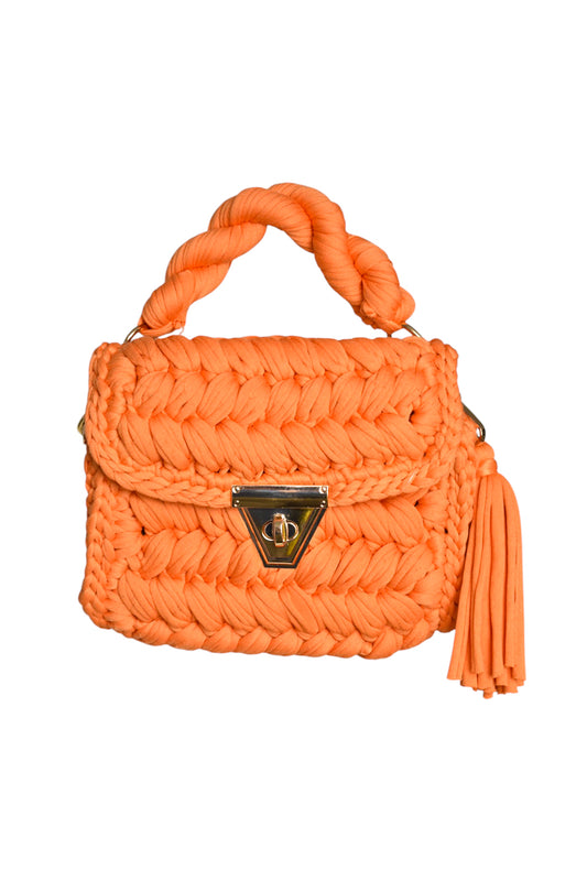 Orange Crochet Fabric Grab Bag