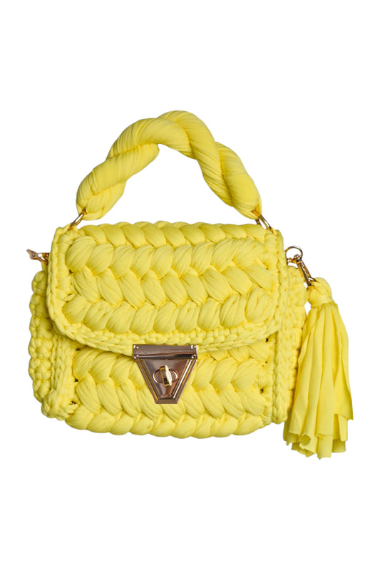Yellow Chunky Crochet Fabric Grab Bag