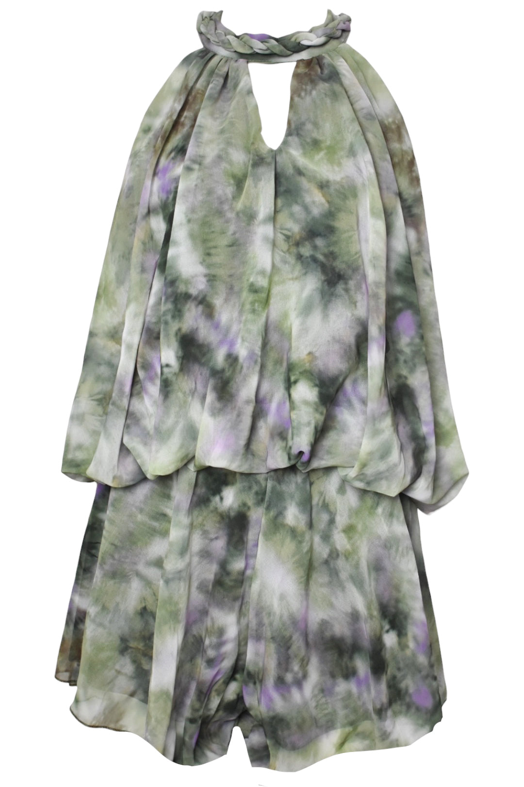 Khaki & Lilac Tie Dye Bubble Playsuit