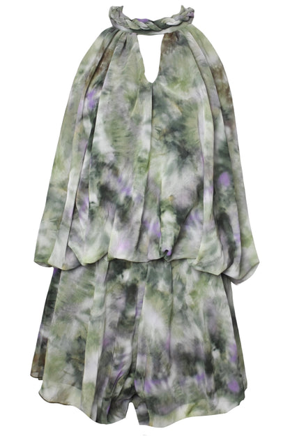Khaki & Lilac Tie Dye Bubble Playsuit