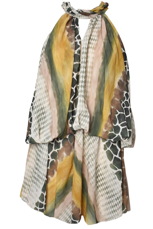 Khaki Reptile Print Bubble Playsuit