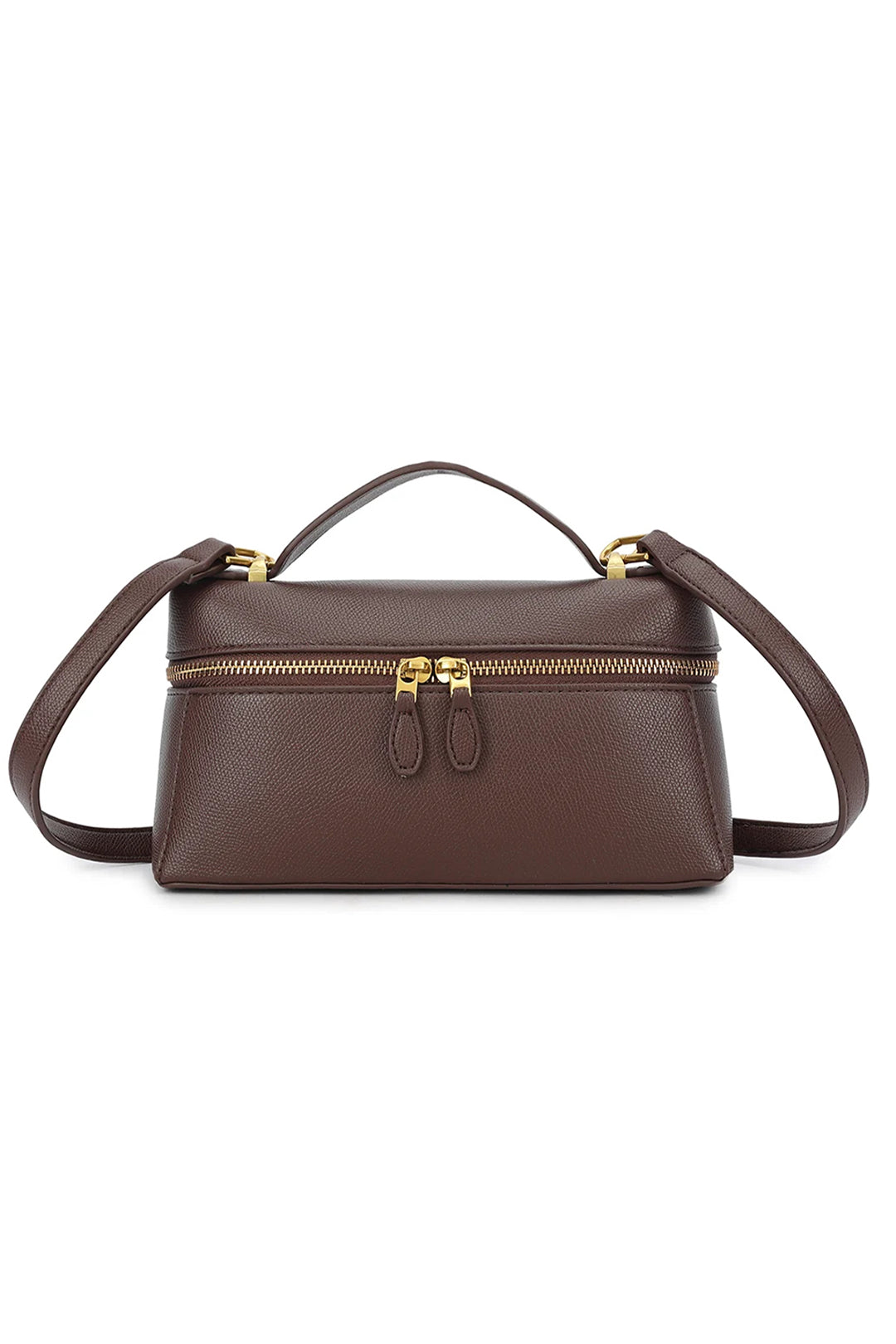 Brown Zipped Mini Vanity Bag
