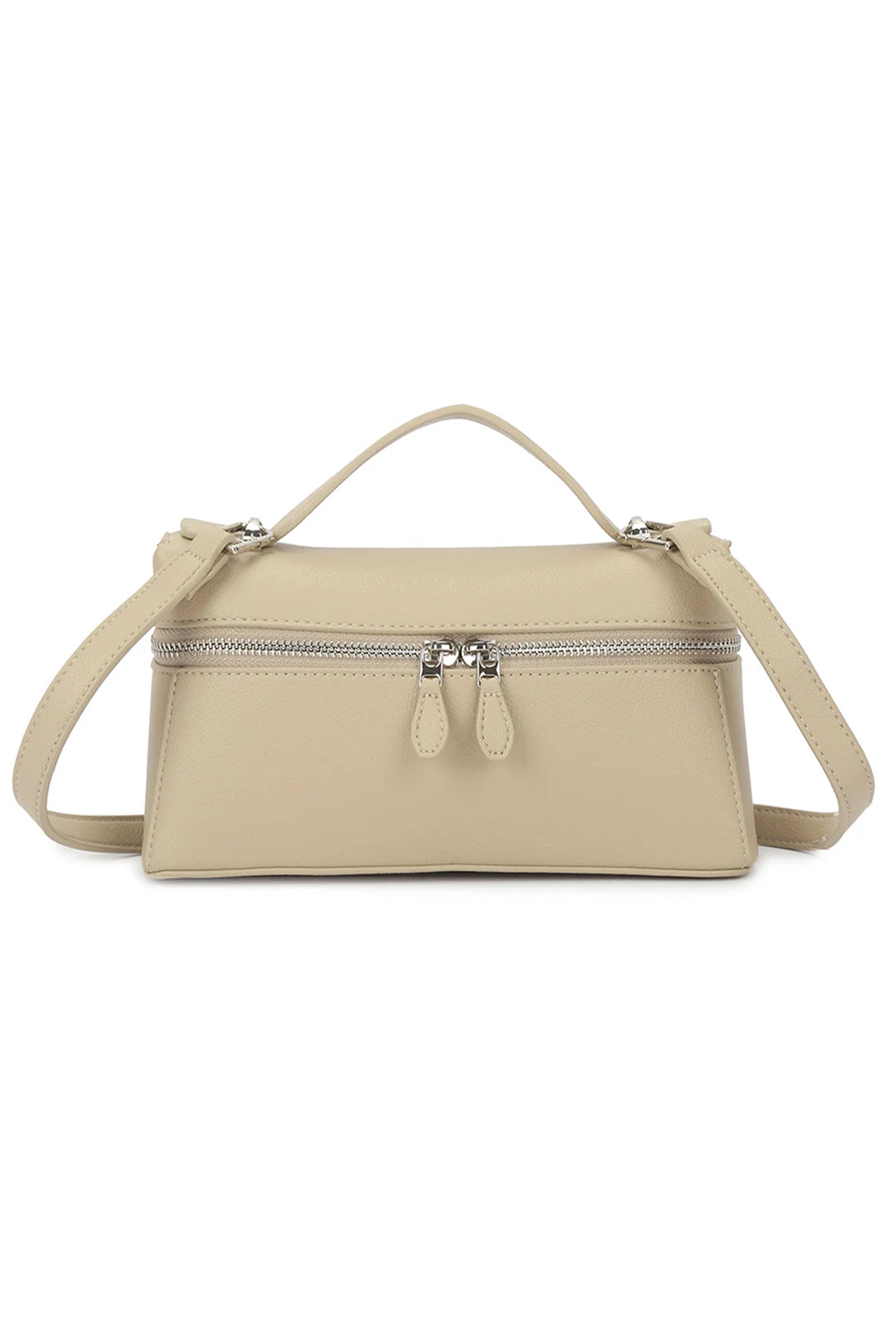 Beige Zipped Mini Vanity Bag