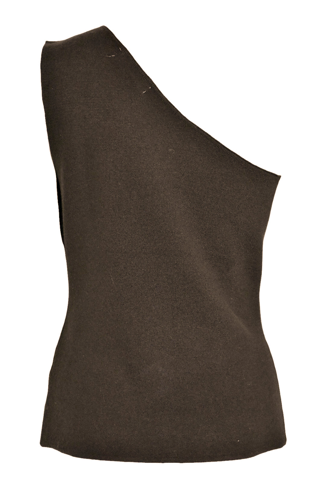 Brown Knitted Gold Button One Shoulder Top