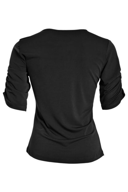 Black Gold Button Ruched Side T-Shirt