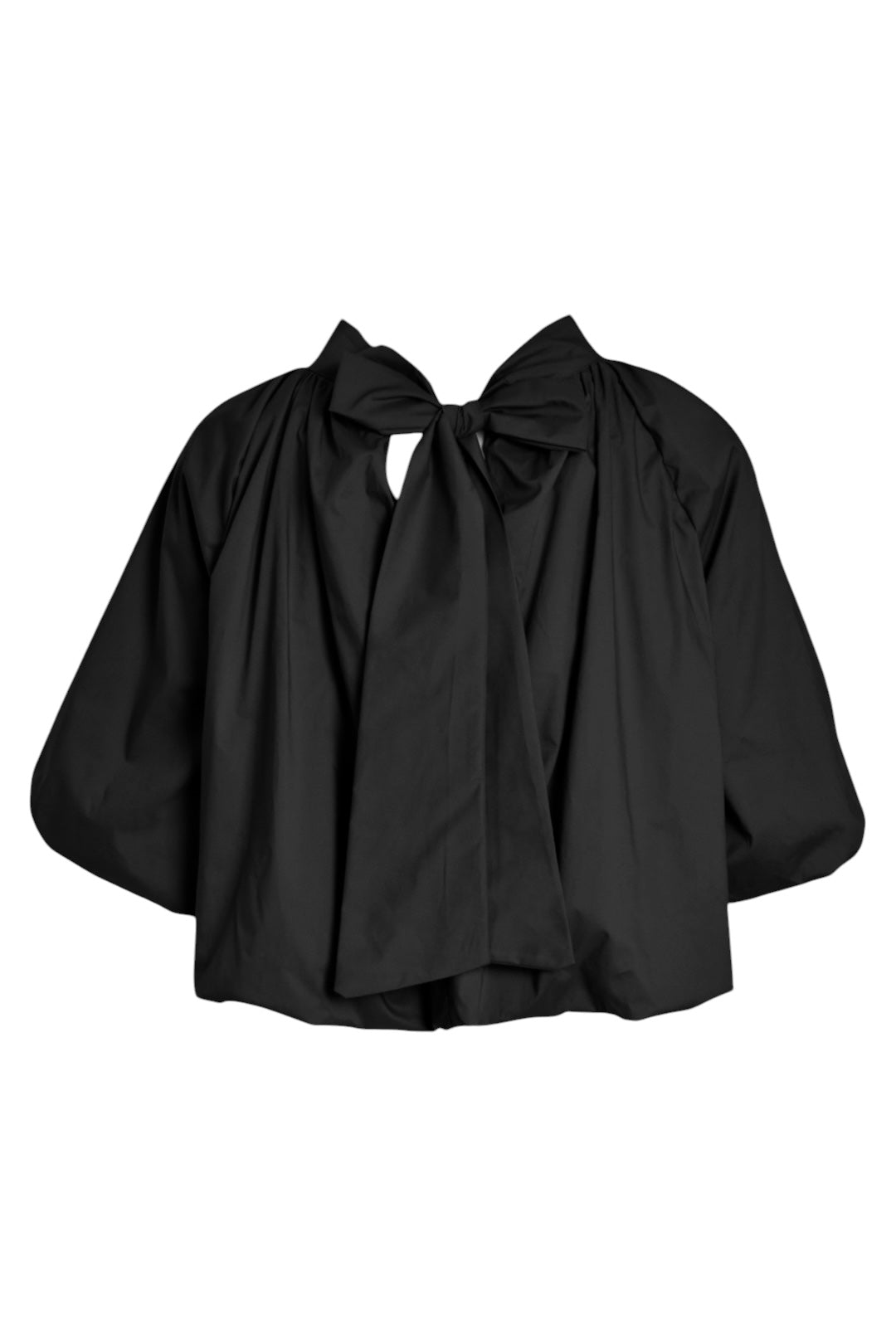 Black Bubble Hem Tie Blouse