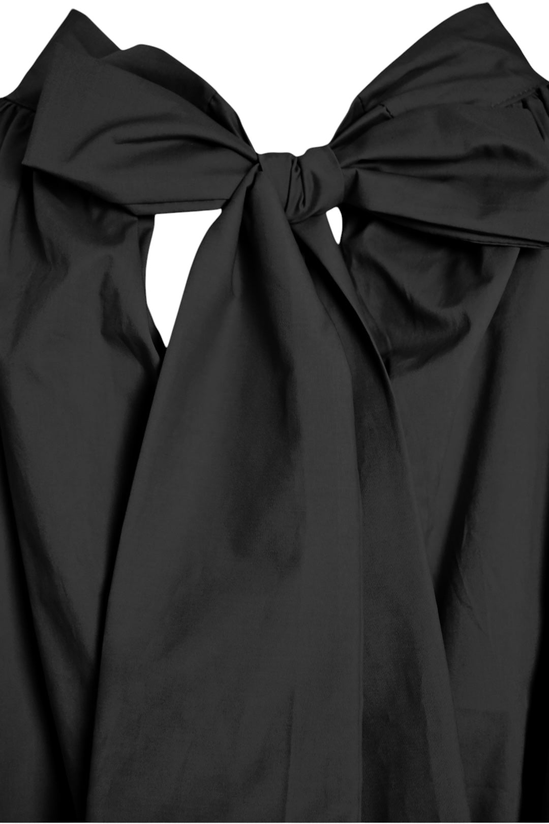 Black Bubble Hem Tie Blouse
