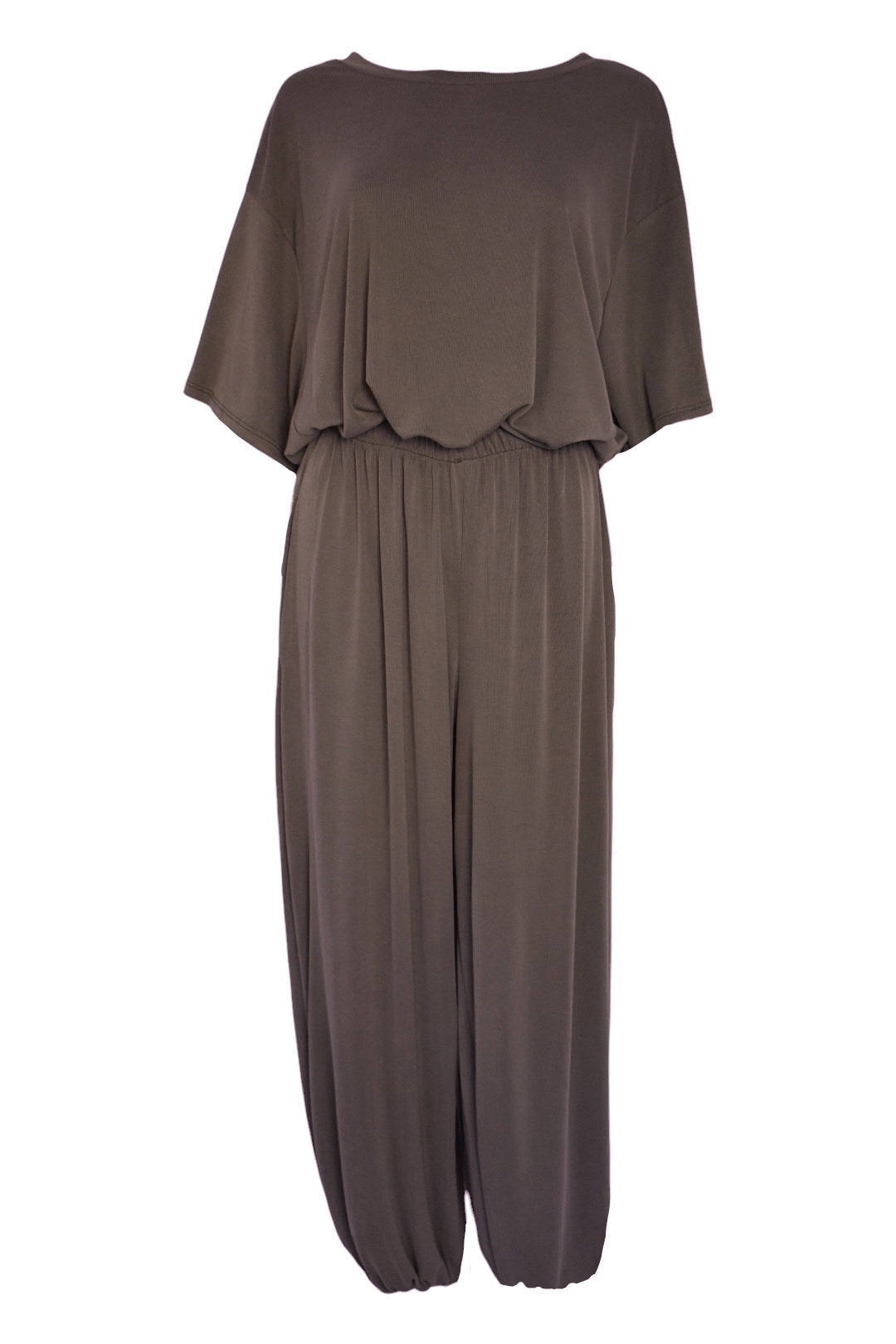 Brown Bubble Hem Top & Cuffed Trousers Co-ord