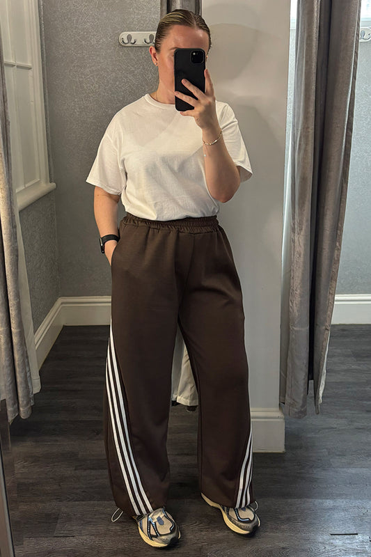 Brown Diagonal Striped Side Joggers