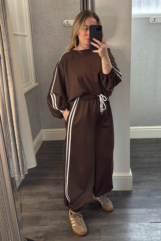 Brown Striped Cuffed Jogger Lougesuit