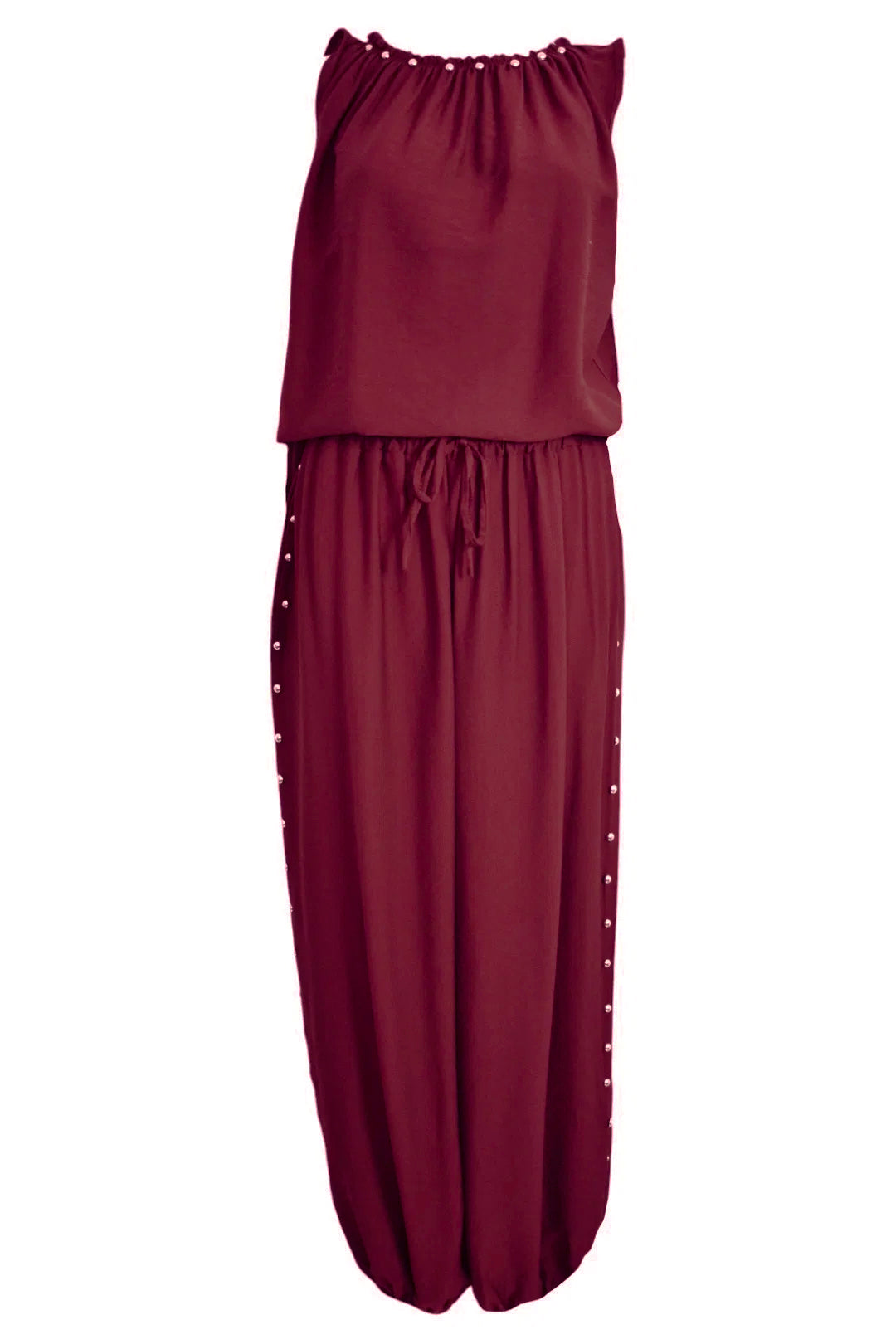 Wine Stud Detail Vest & Cuffed Trousers Co-ord