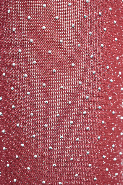 Burgundy Diamante Sheer Flared Trousers
