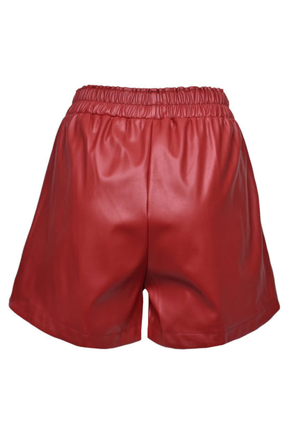Burgundy Faux Leather Runner Shorts