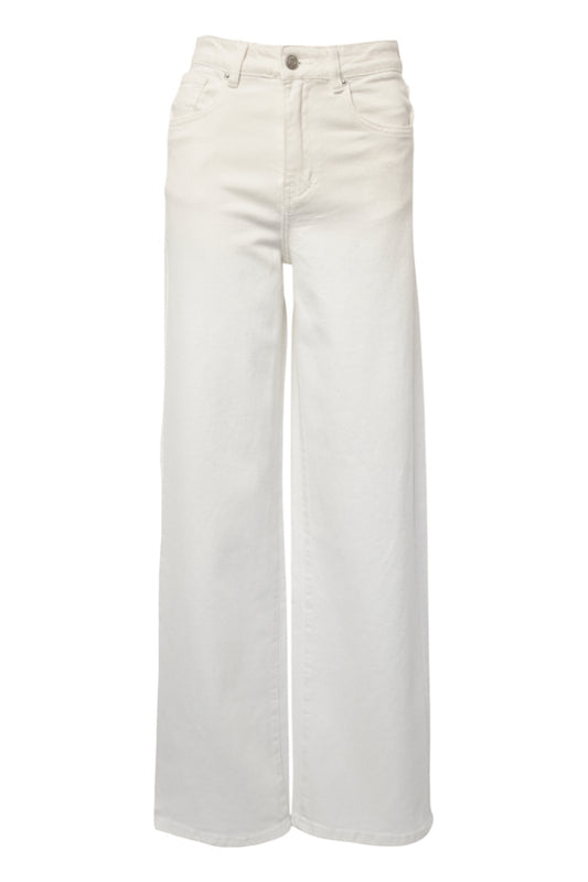 Cream Denim Straight Leg Jeans