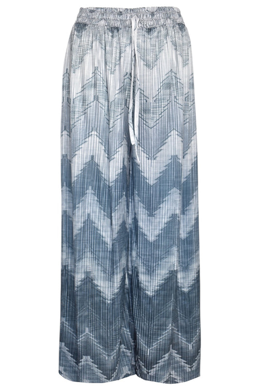 Grey Zig Zag Pleated Wide Leg Trousers