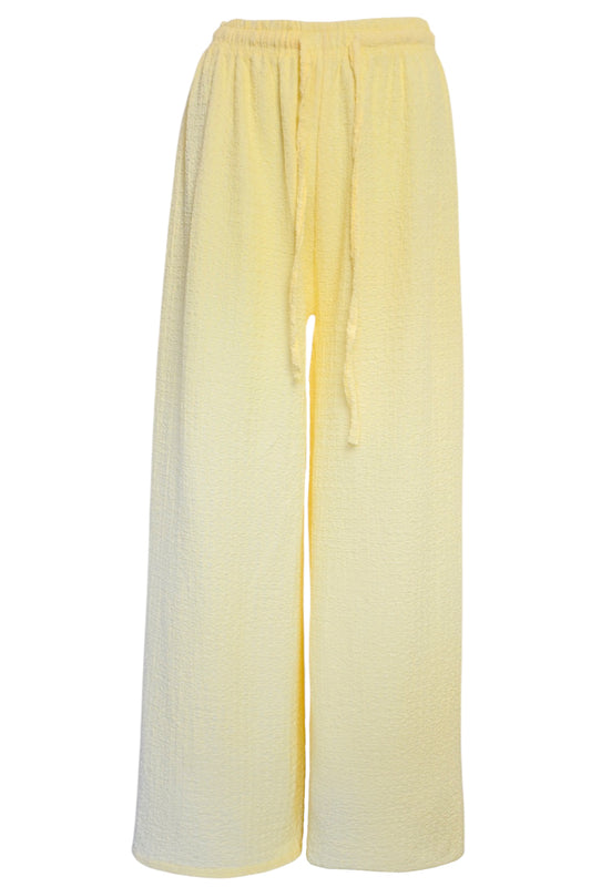 Lemon Crinkle Wide Leg Trousers
