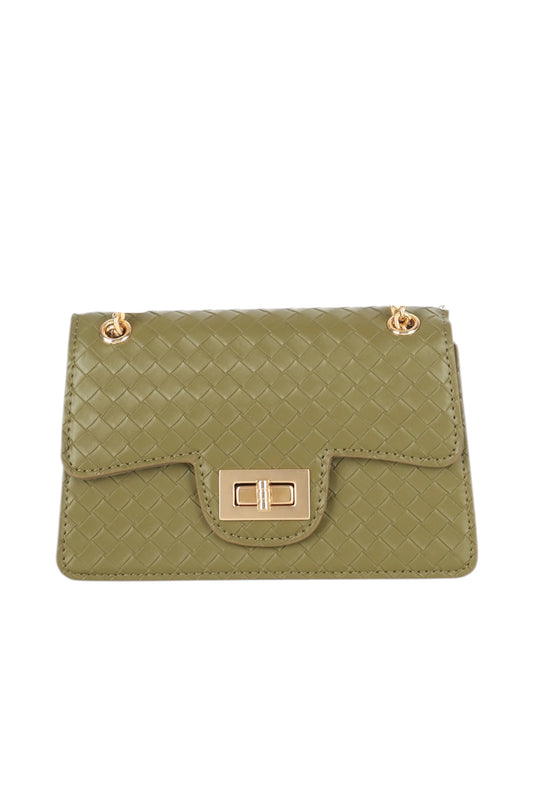 Khaki Woven Mini Cross Body Bag
