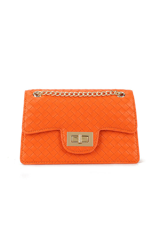 Orange Woven Mini Cross Body Bag