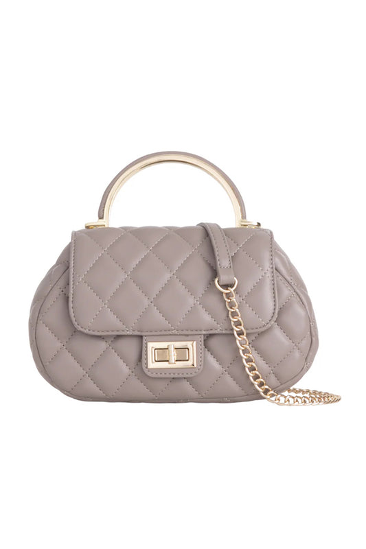 Mushroom Quilted Oval Grab Handle Bag