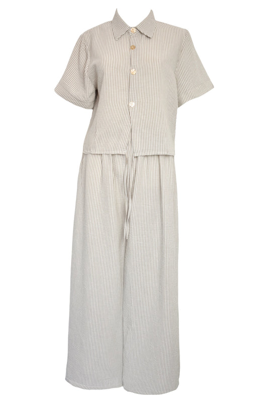 Taupe Pinstripe Trousers Co-ord